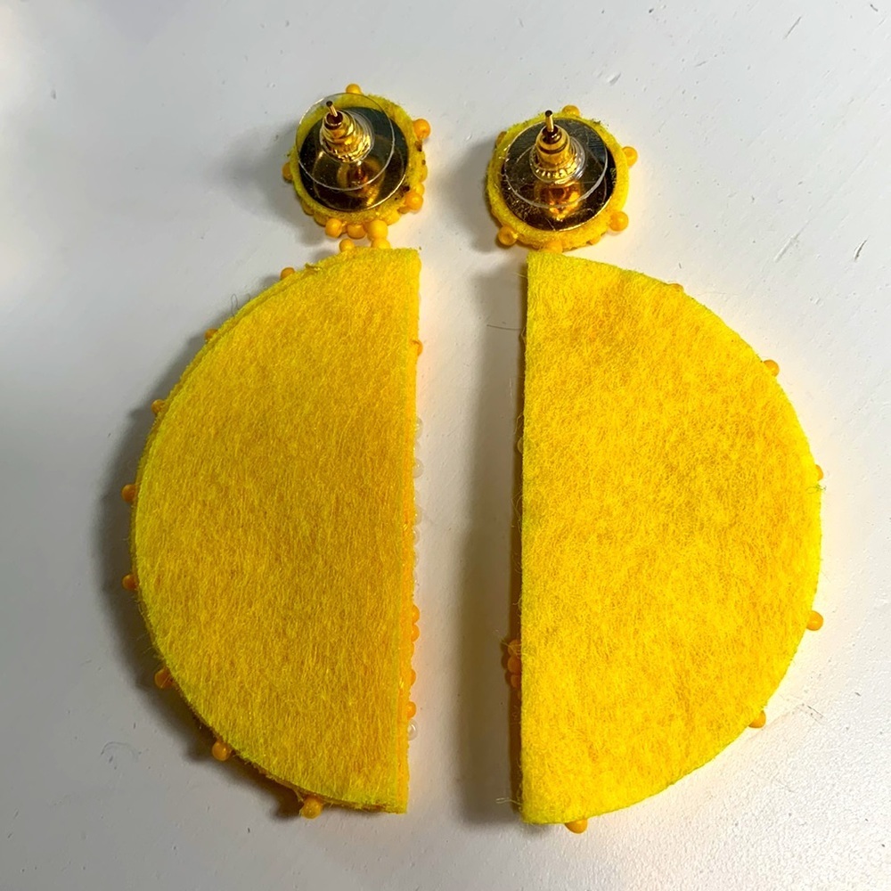 Lemon Earrings Fruit Seed Bead Dangle - Picture 8 of 8